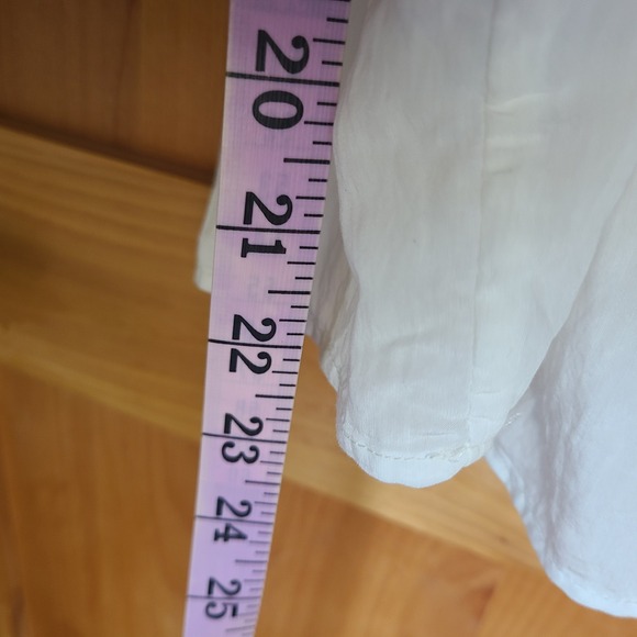 H&M Sz XL White Viscose Puff Sleeve Off Shoulder Peasant Cottagecore Top Elastic - Picture 7 of 7